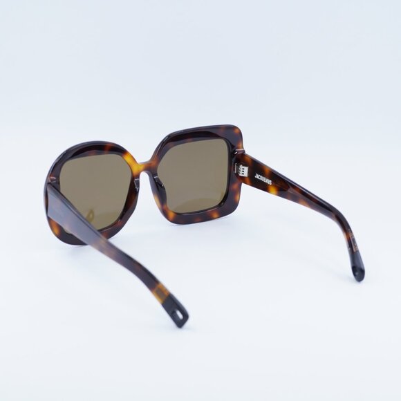 Jacquemus CARRE ROND JAC/10 C2 Sunglasses Havana Geometric Frame, Brown Lenses - Picture 9 of 12
